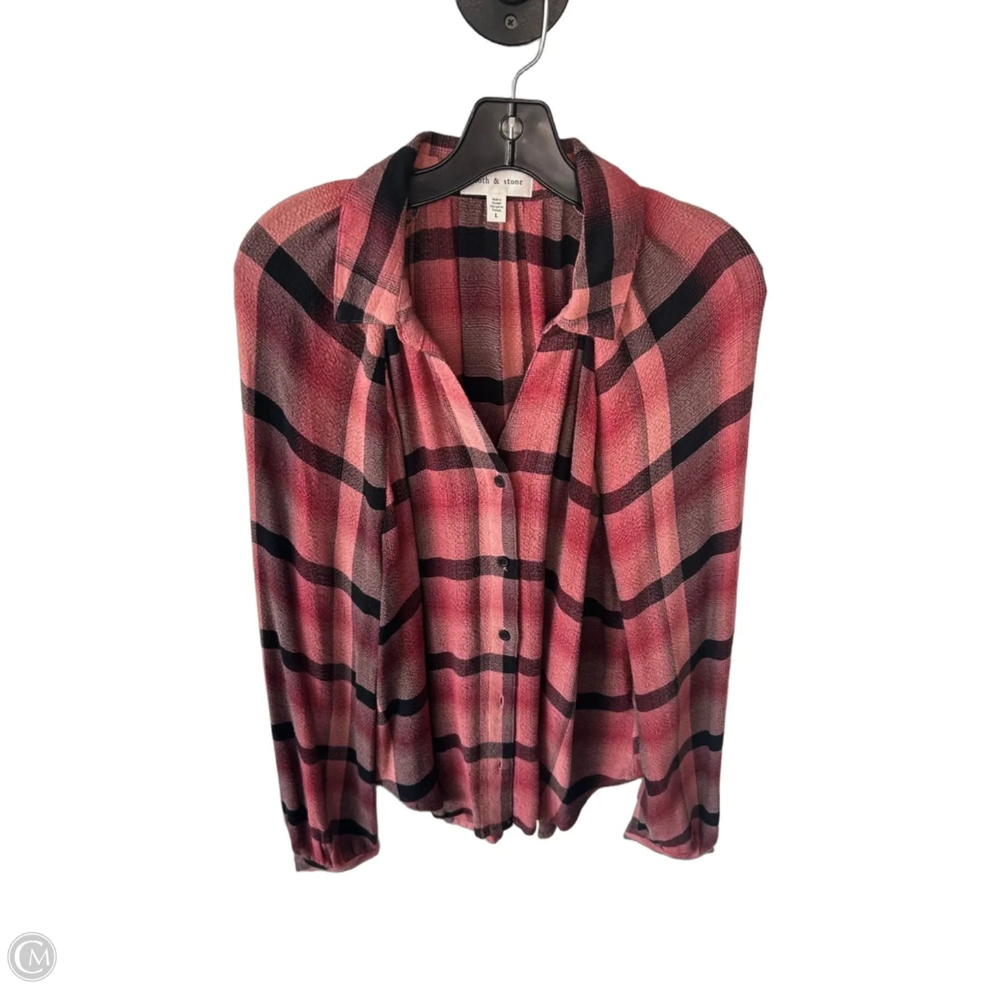Top Long Sleeve By Cloth & Stone In Black & Red, Size: L