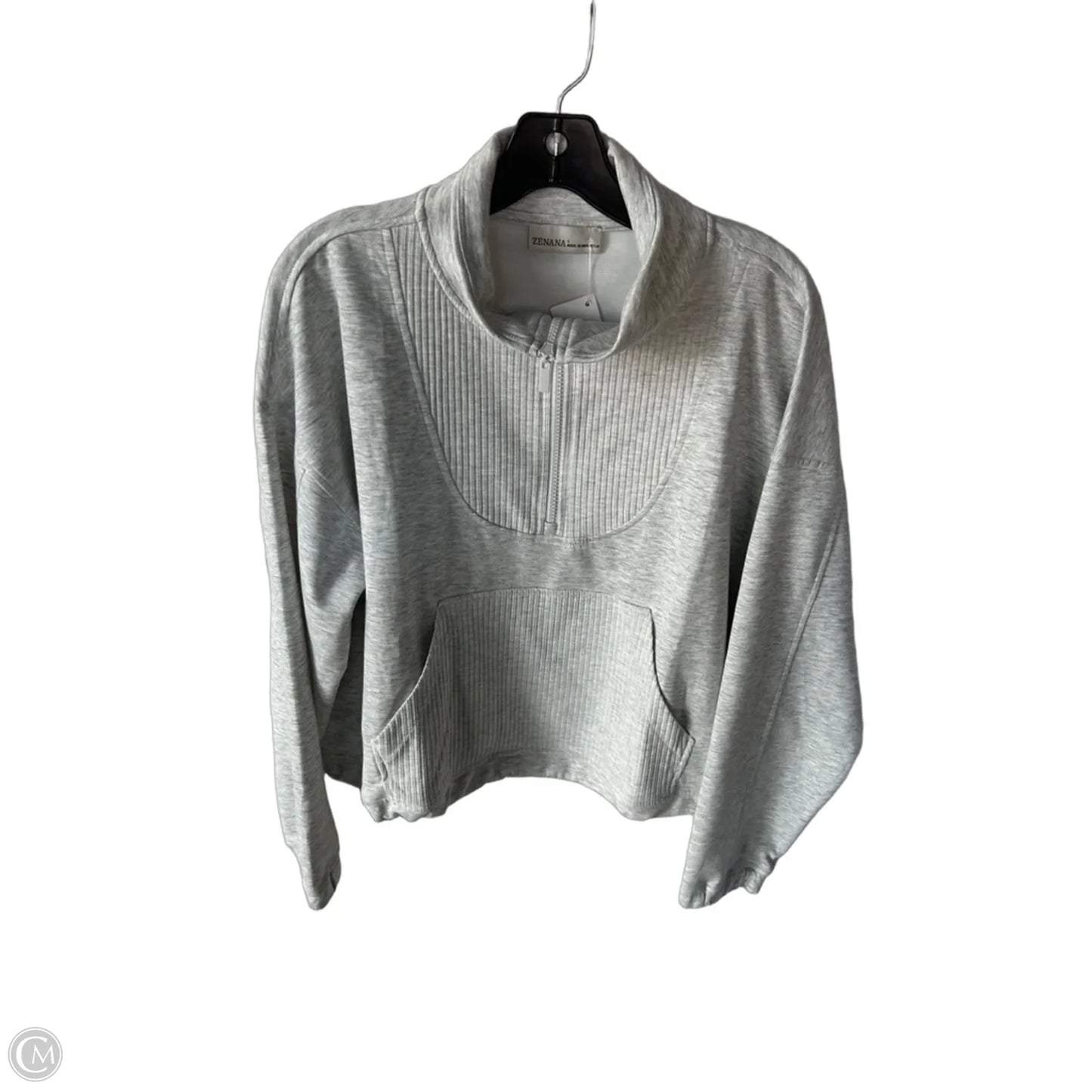 Sweatshirt Collar By Zenana In Grey, Size: L