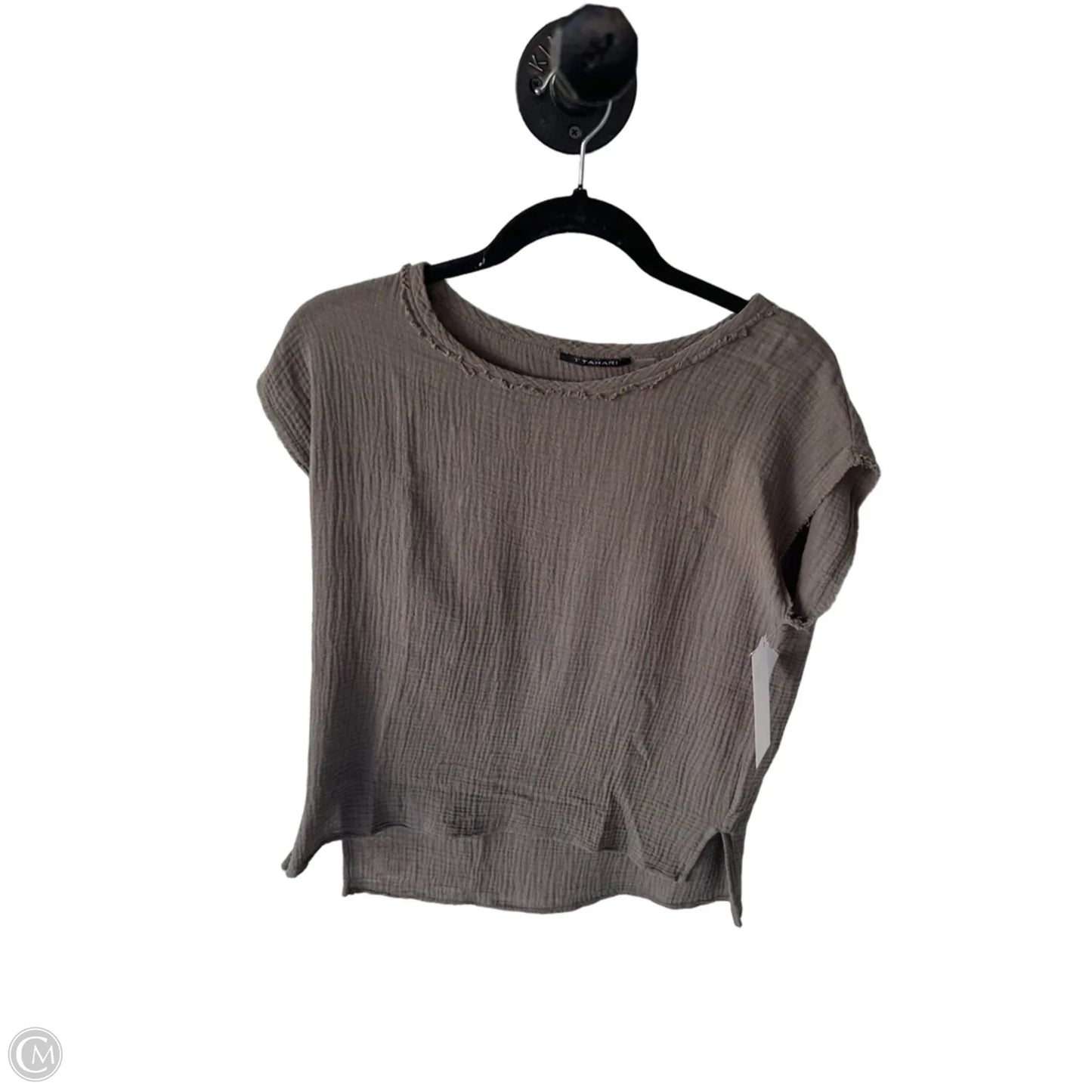Top Short Sleeve By T Tahari In Tan, Size: Xs