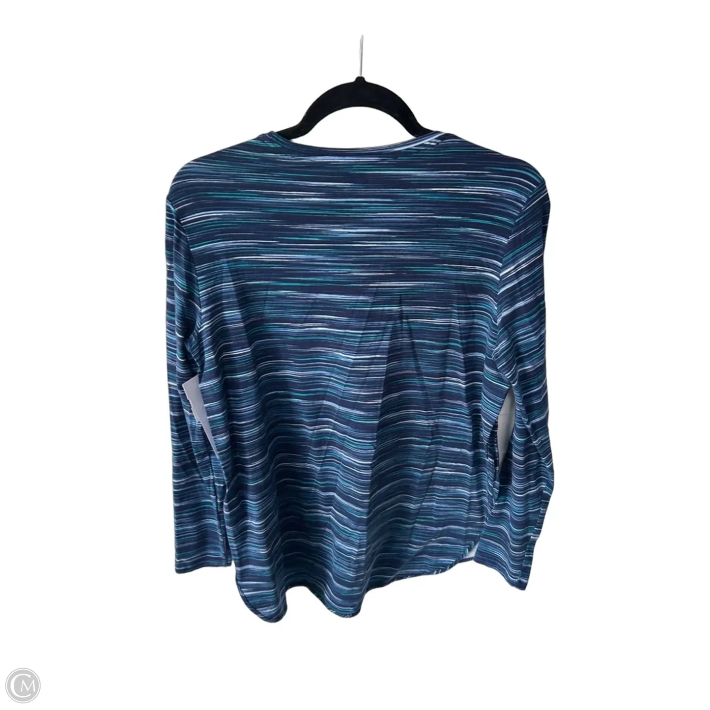 Top Long Sleeve Basic By Lands End In Blue & White, Size: M