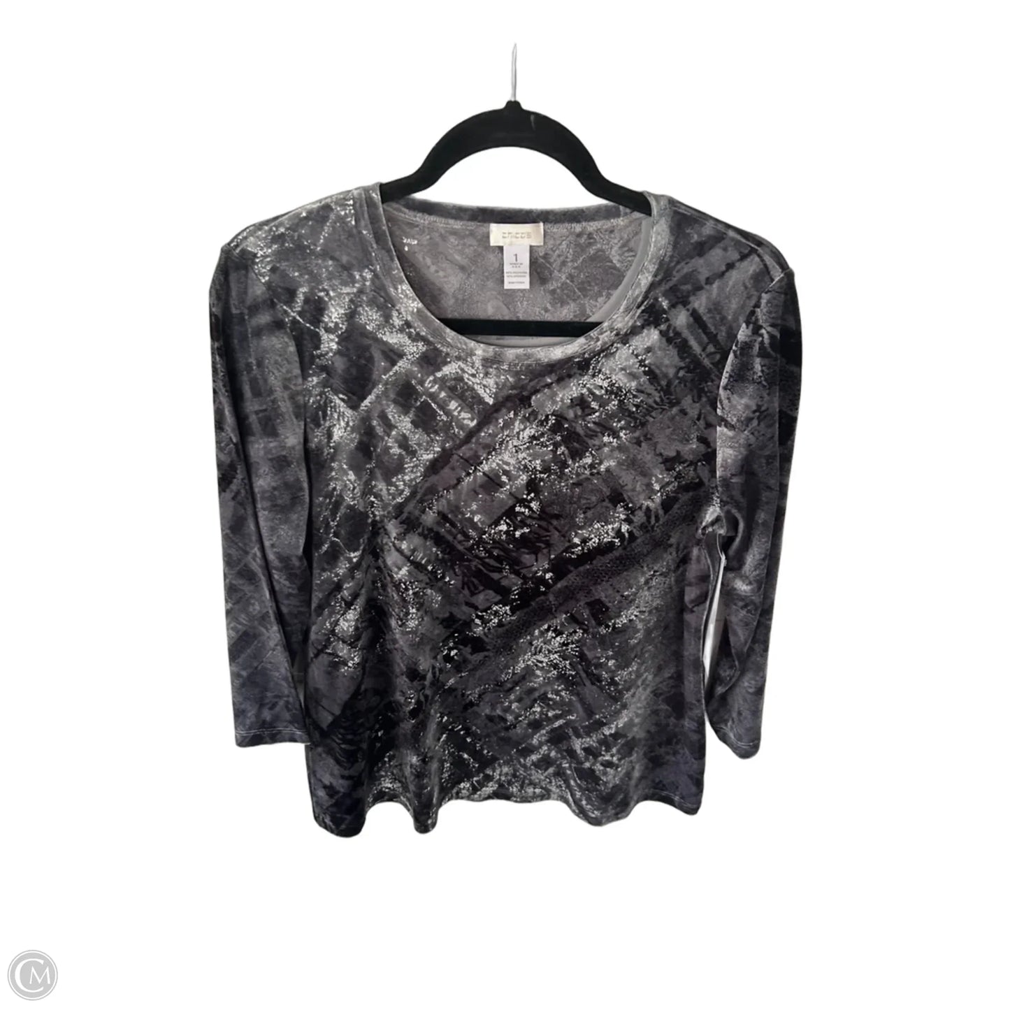 Top Long Sleeve By Chicos In Green & Silver, Size: M