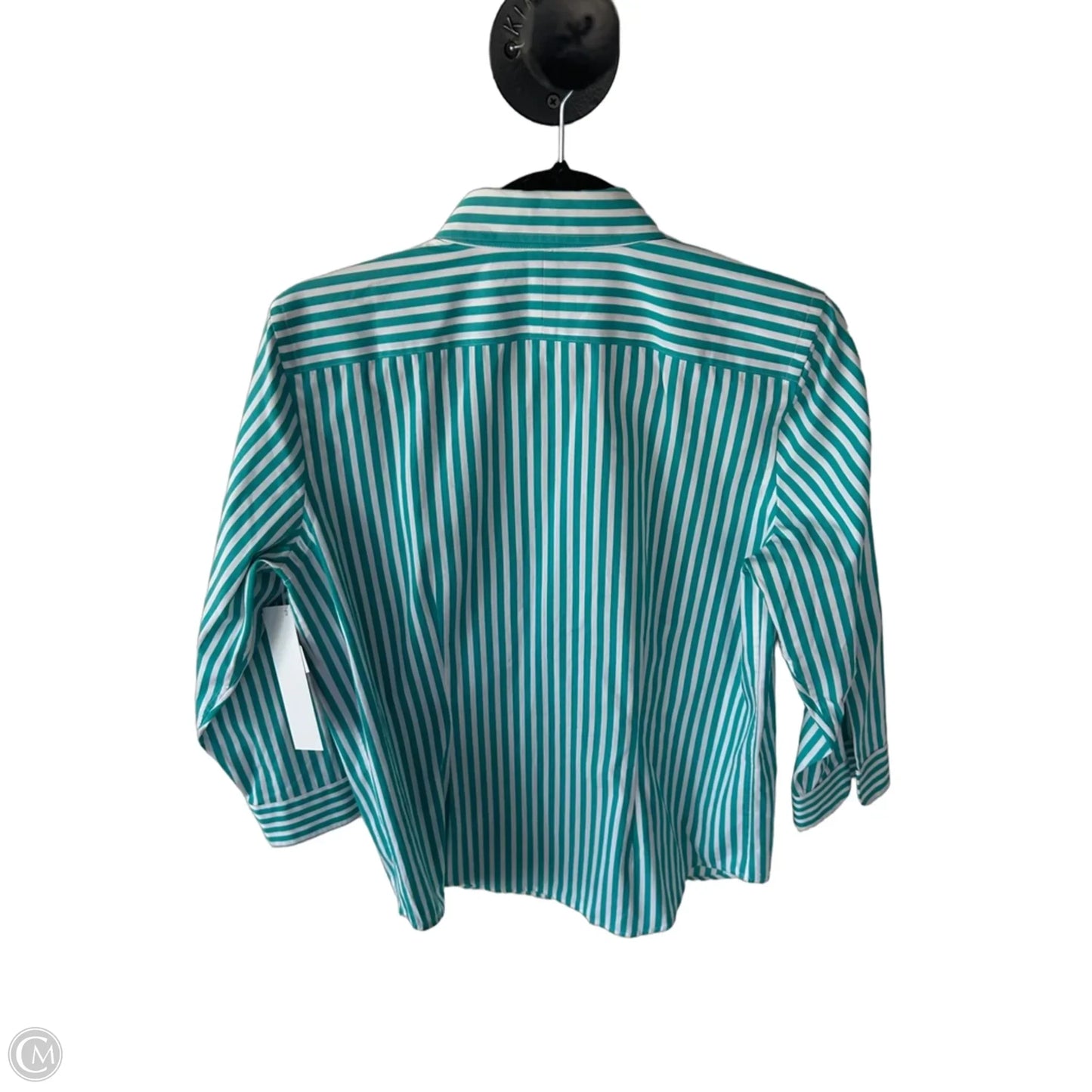 Top 3/4 Sleeve By Lauren By Ralph Lauren In Blue & White, Size: M