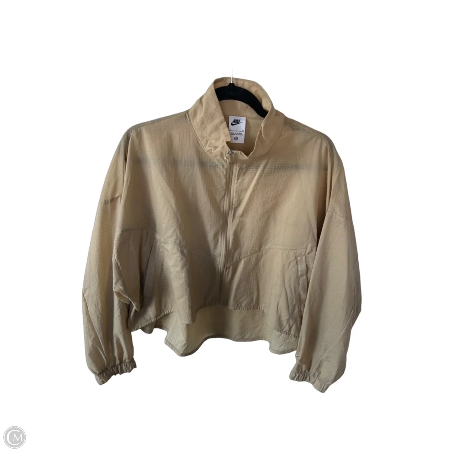 Athletic Jacket By Nike In Tan, Size: S