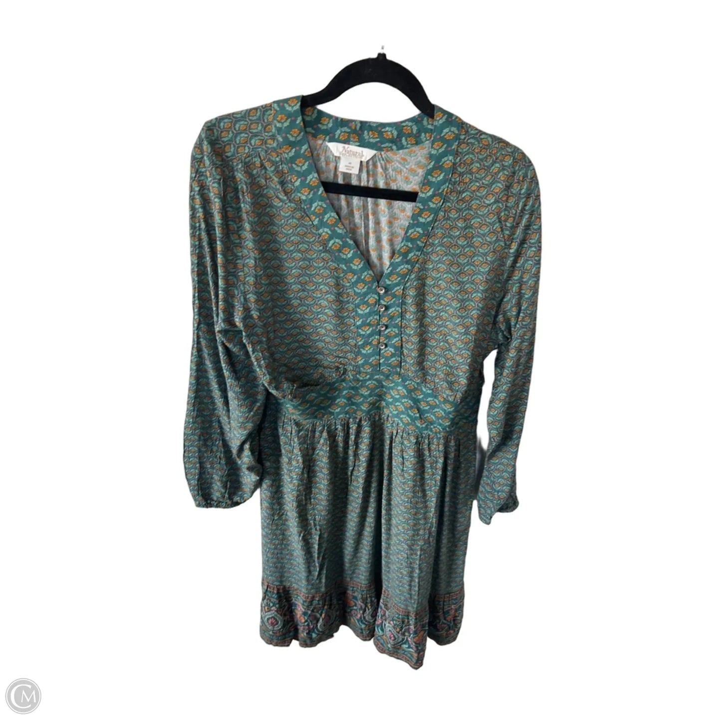 Dress Casual Short By Natural Reflections In Green & Yellow, Size: M