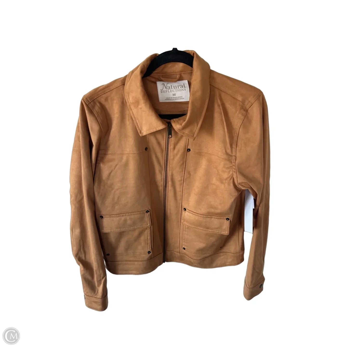Jacket Moto By Natural Reflections In Brown, Size: M