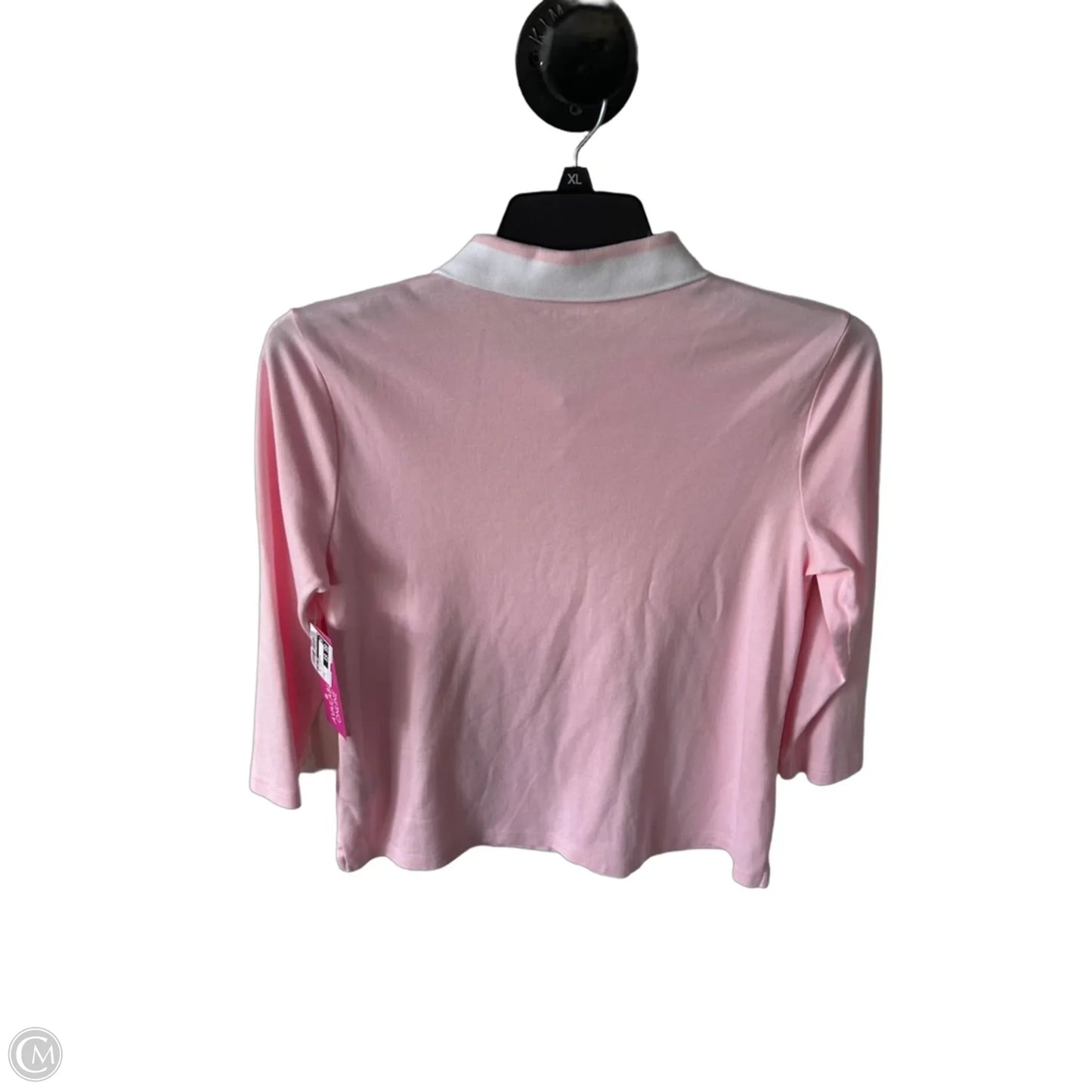 Top 3/4 Sleeve By Lands End In Pink & White, Size: M