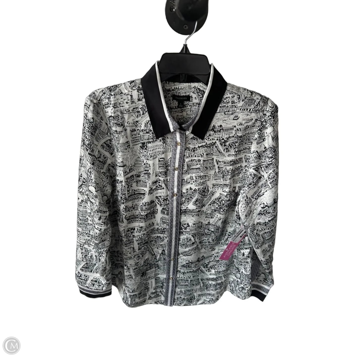 Top Long Sleeve By Talbots In Black & White, Size: L