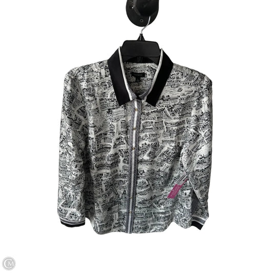 Top Long Sleeve By Talbots In Black & White, Size: L