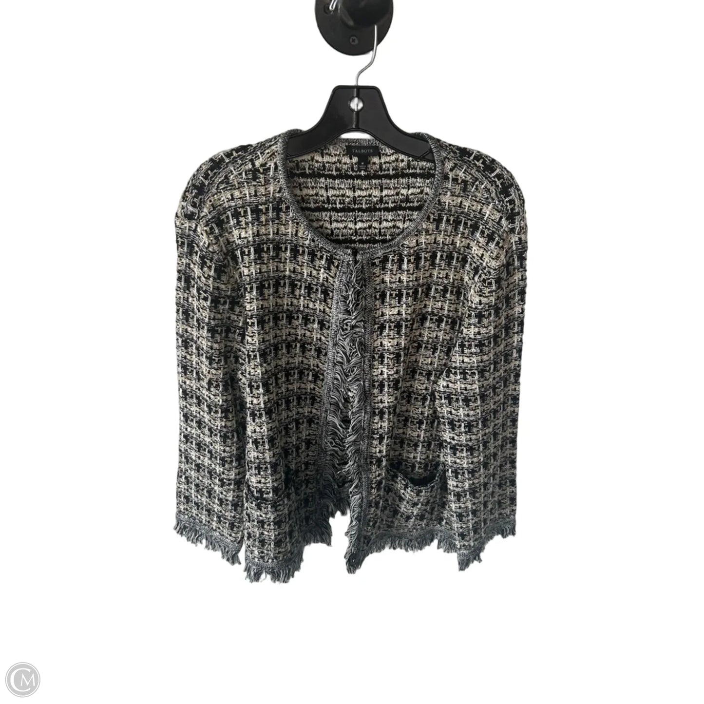 Sweater Cardigan By Talbots In Black & Gold, Size: M