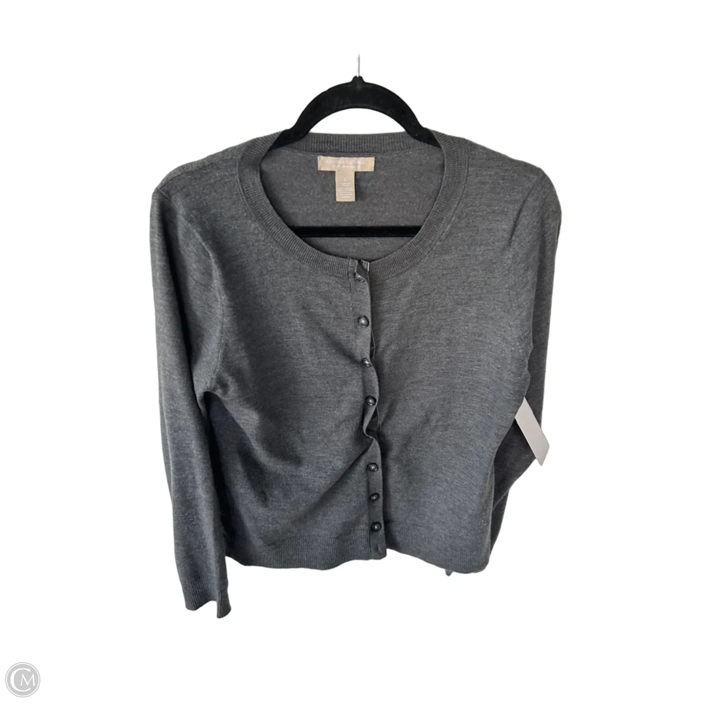 Sweater Cardigan By Banana Republic In Grey, Size: L