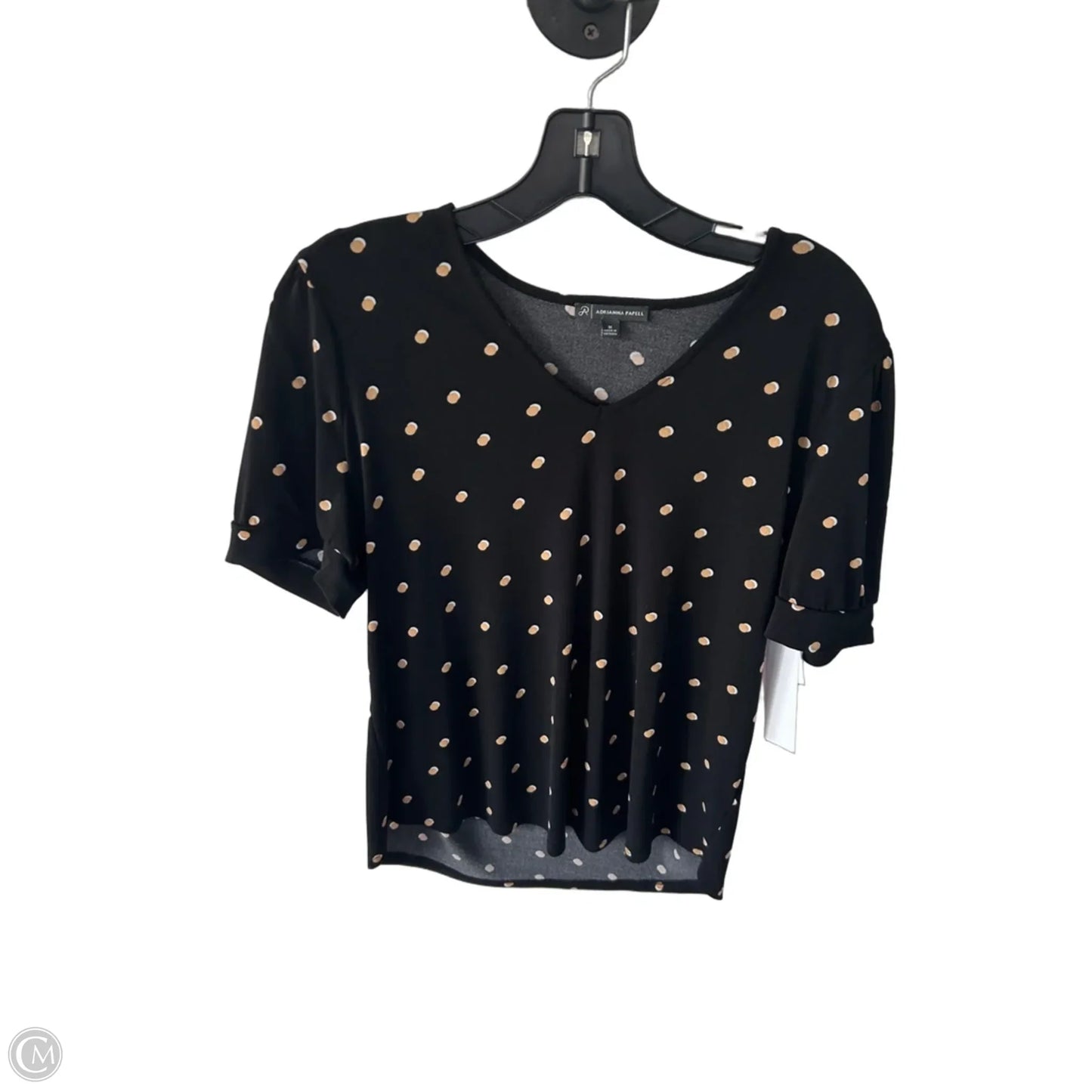 Top Short Sleeve By Adrianna Papell In Black & Tan, Size: M