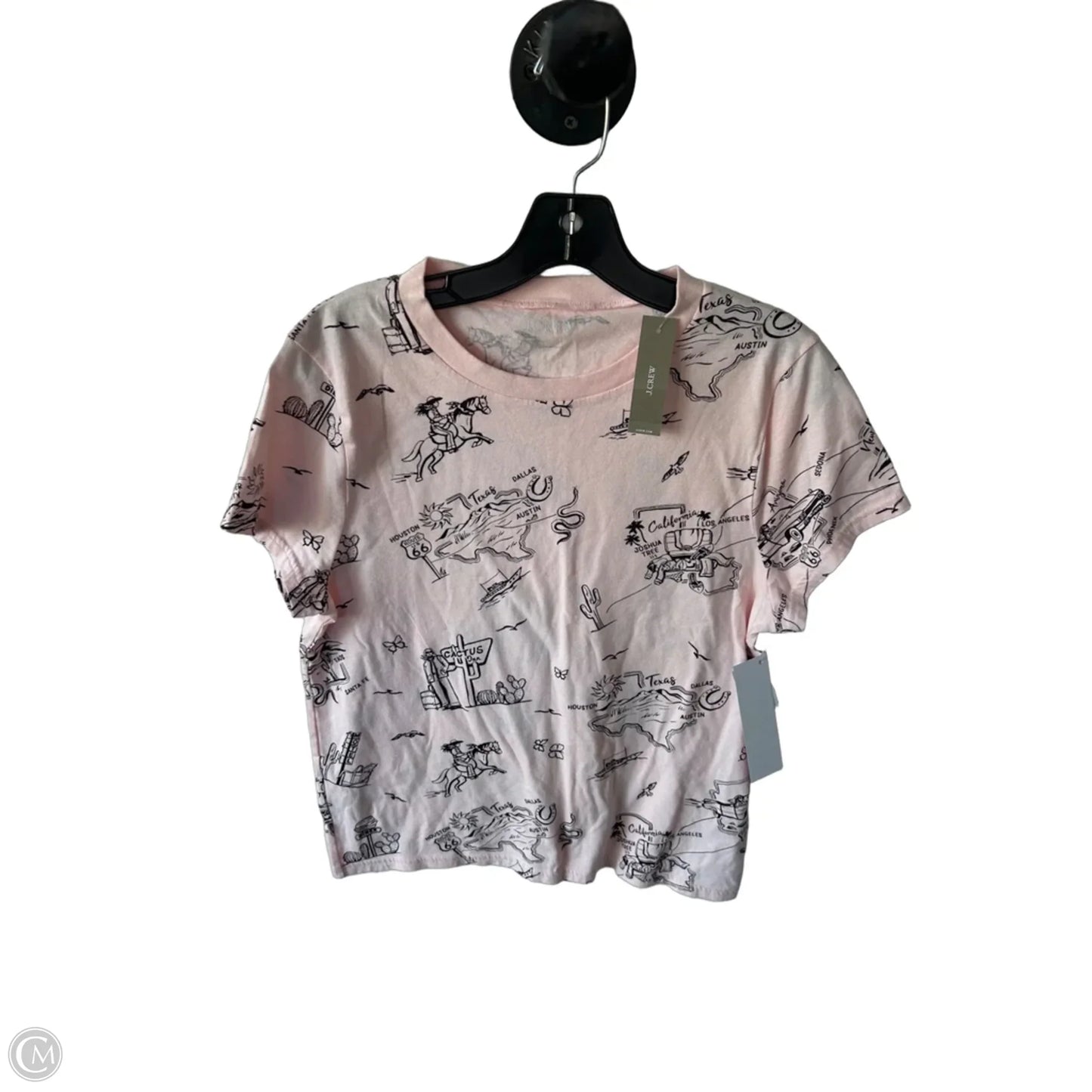 Top Short Sleeve By J. Crew In Black & Pink, Size: L