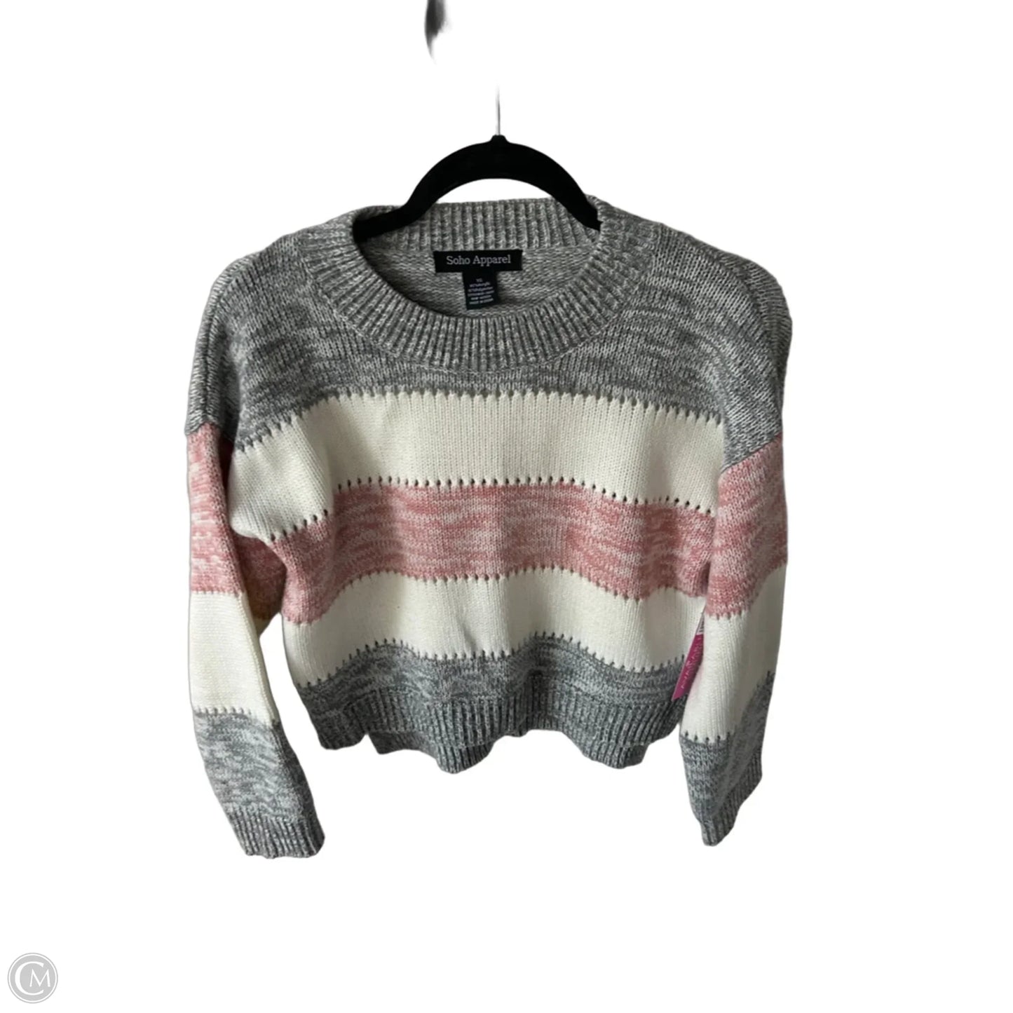 Sweater By Soho Apparel In Grey & Pink, Size: Xs