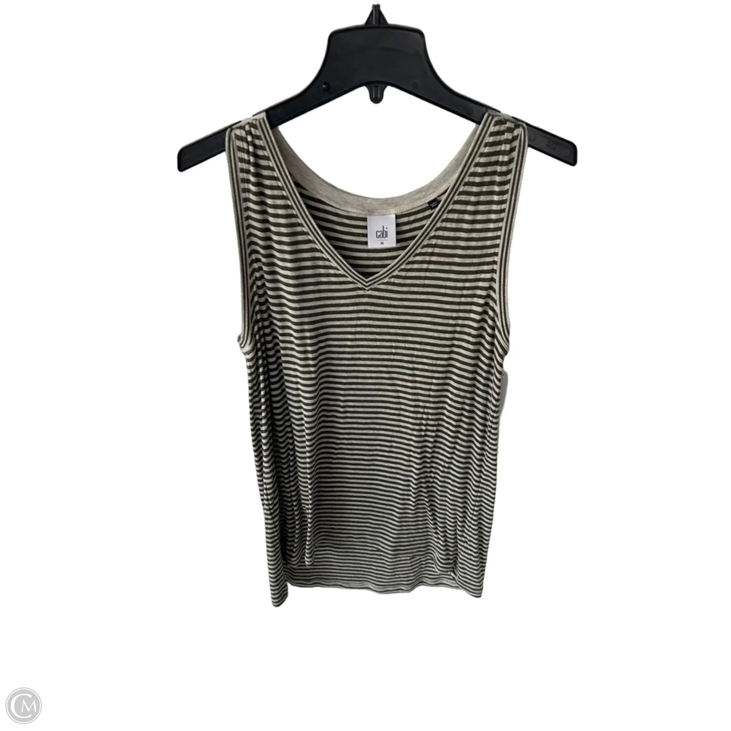 Top Sleeveless Basic By Cabi In Green & Tan, Size: M