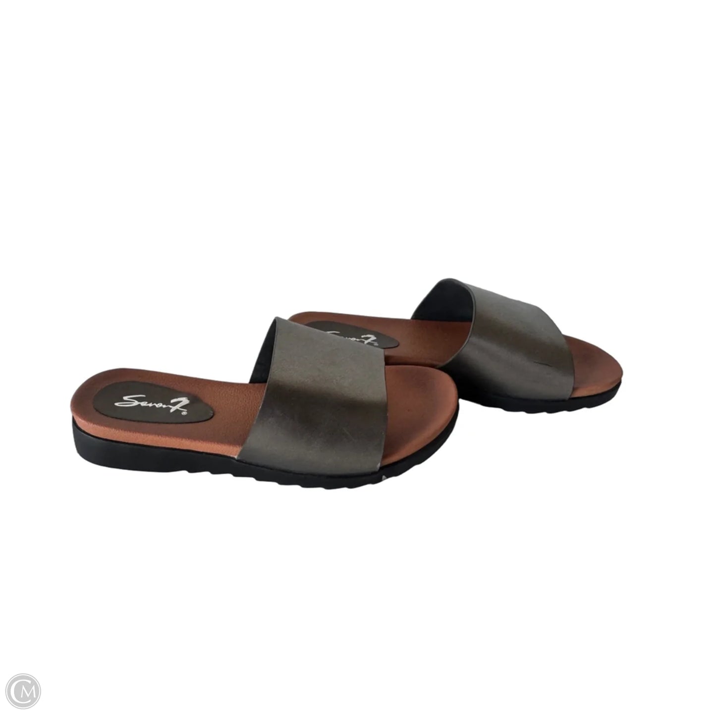 Sandals Flats By Seven 7 In Black & Silver, Size: 9
