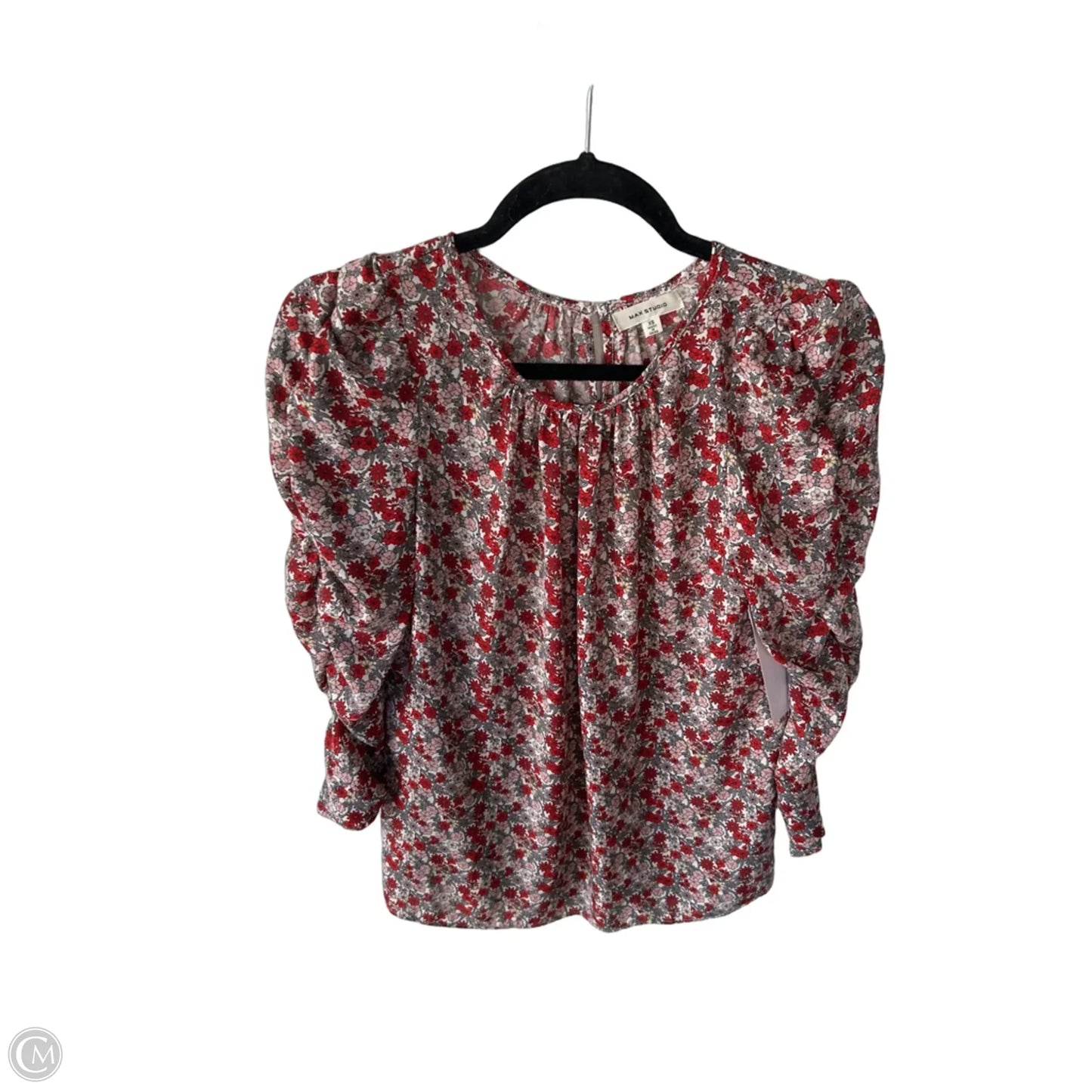 Top 3/4 Sleeve By Max Studio In Grey & Red, Size: Xs