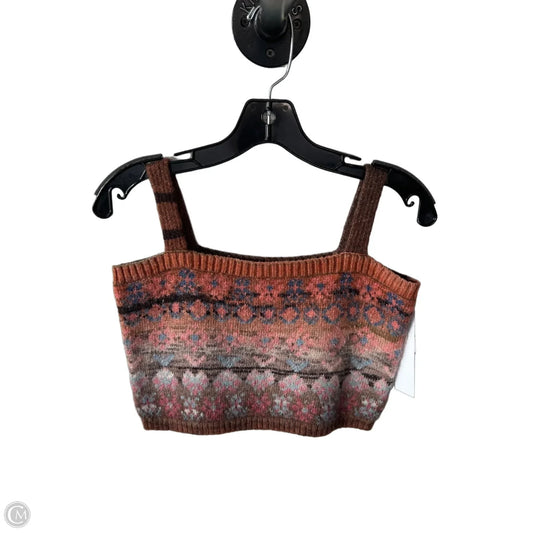 Vest Sweater By Clothes Mentor In Brown & Orange, Size: Xs