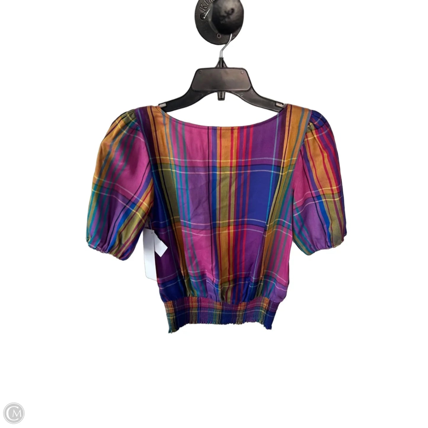 Top Short Sleeve By Ann Taylor In Purple & Yellow, Size: Xsp