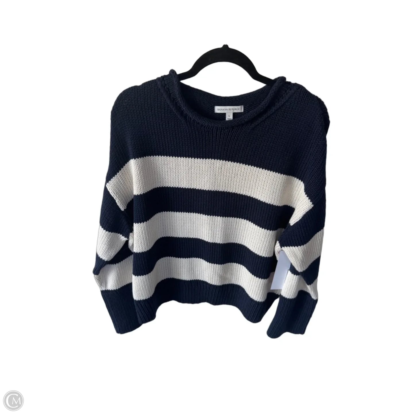 Sweater By Banana Republic In Blue & Cream, Size: L