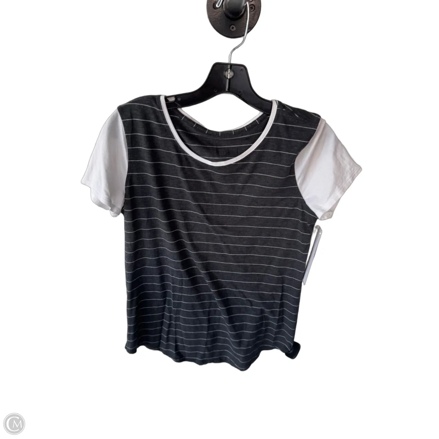 Athletic Top Short Sleeve By Lululemon In Grey & White, Size: S