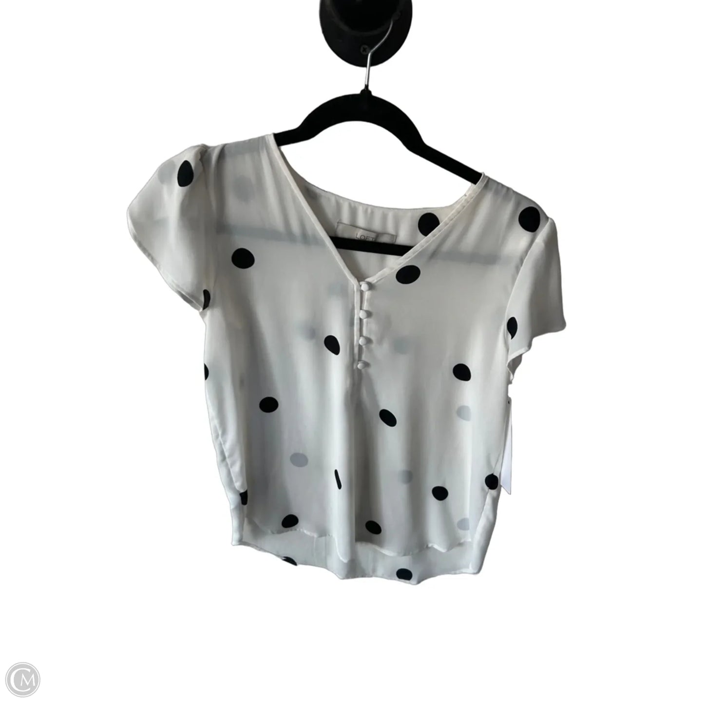 Top Short Sleeve By Loft In Black & White, Size: Xsp