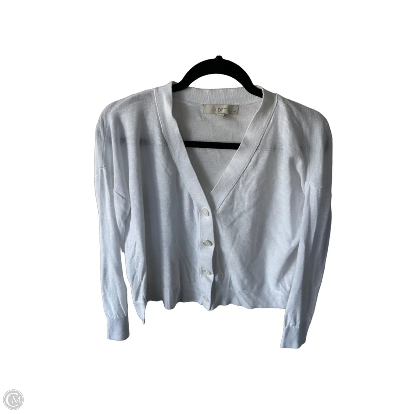 Sweater Cardigan By Loft In White, Size: Mp