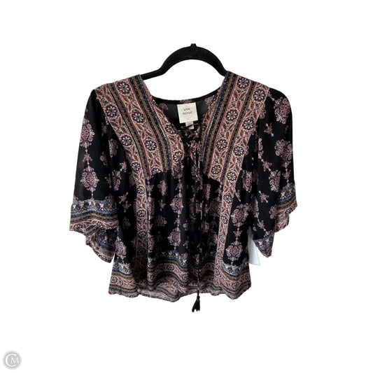 Top Short Sleeve By Knox Rose In Black & Pink, Size: Xs