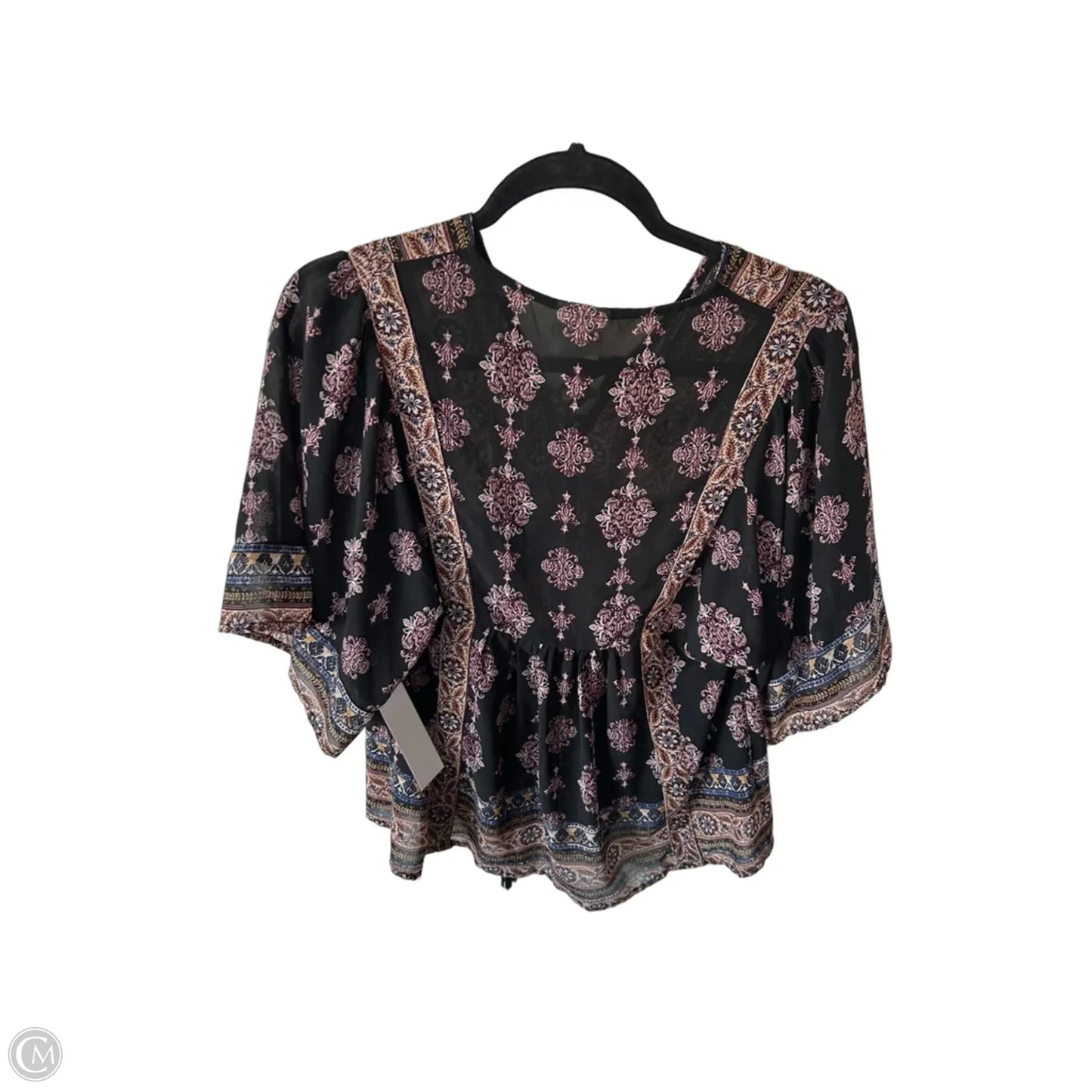 Top Short Sleeve By Knox Rose In Black & Pink, Size: Xs