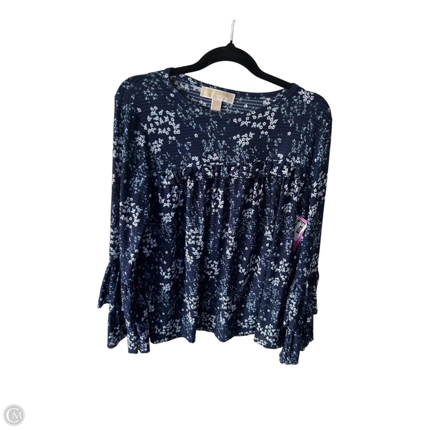 Top Long Sleeve By Michael By Michael Kors In Blue & White, Size: M