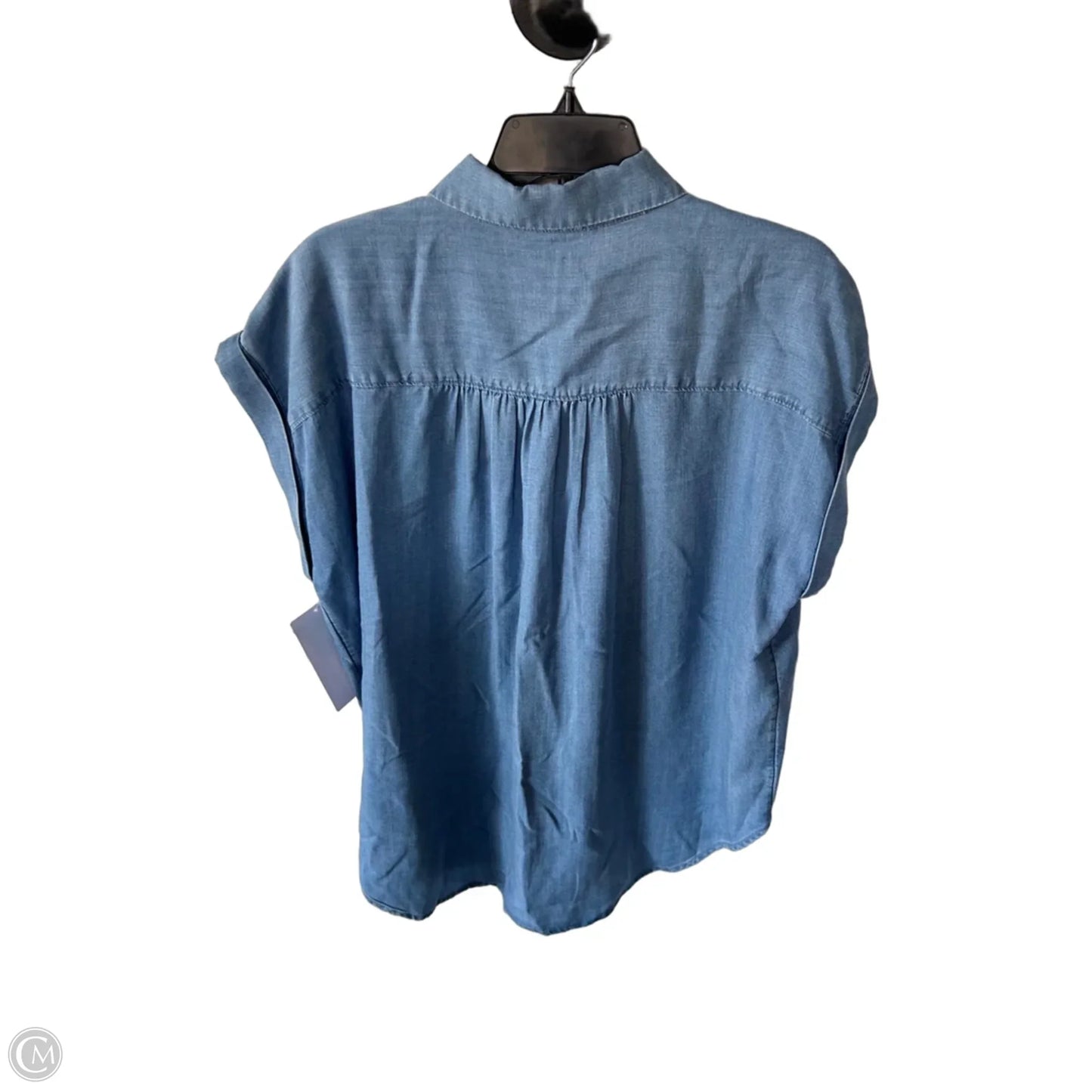Top Short Sleeve By Workshop In Blue Denim, Size: Xl