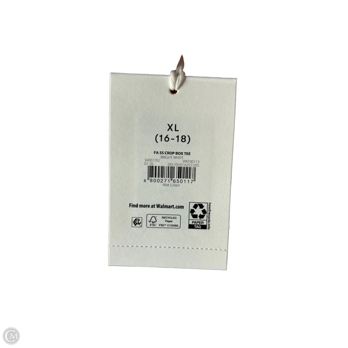 Top Short Sleeve Basic By Free Assembly In White, Size: Xl
