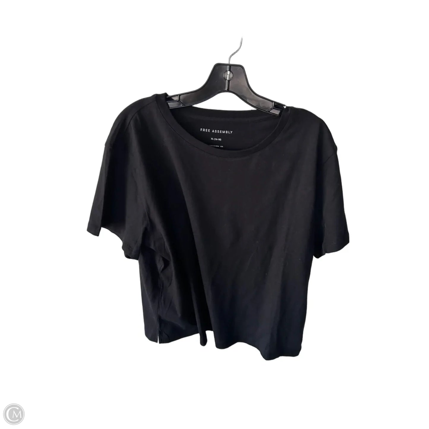 Top Short Sleeve Basic By Free Assembly In Black, Size: Xl