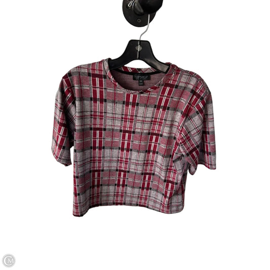 Top Short Sleeve By Top Shop In Grey & Red, Size: S