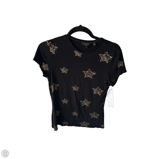 Top Short Sleeve By Ted Baker In Black & Gold, Size: S
