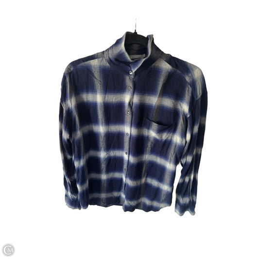Top Long Sleeve By Vince In Blue & White, Size: S