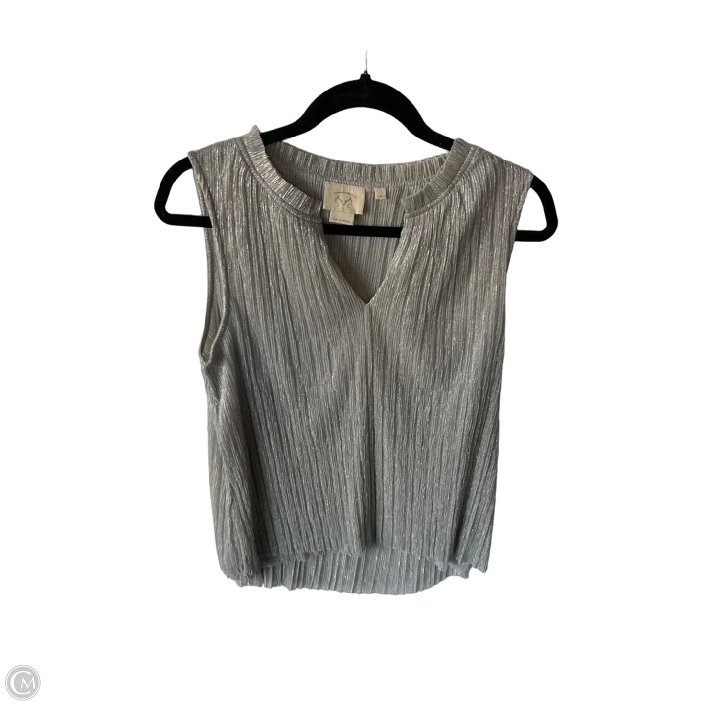 Top Sleeveless By Cmb In Silver, Size: M