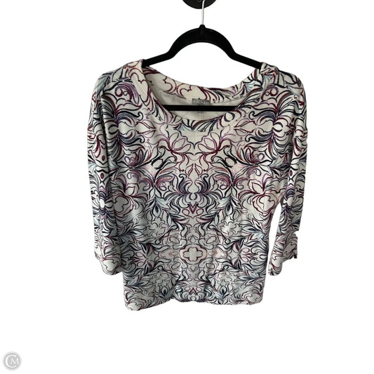 Top Long Sleeve By Talbots In Blue & White, Size: M