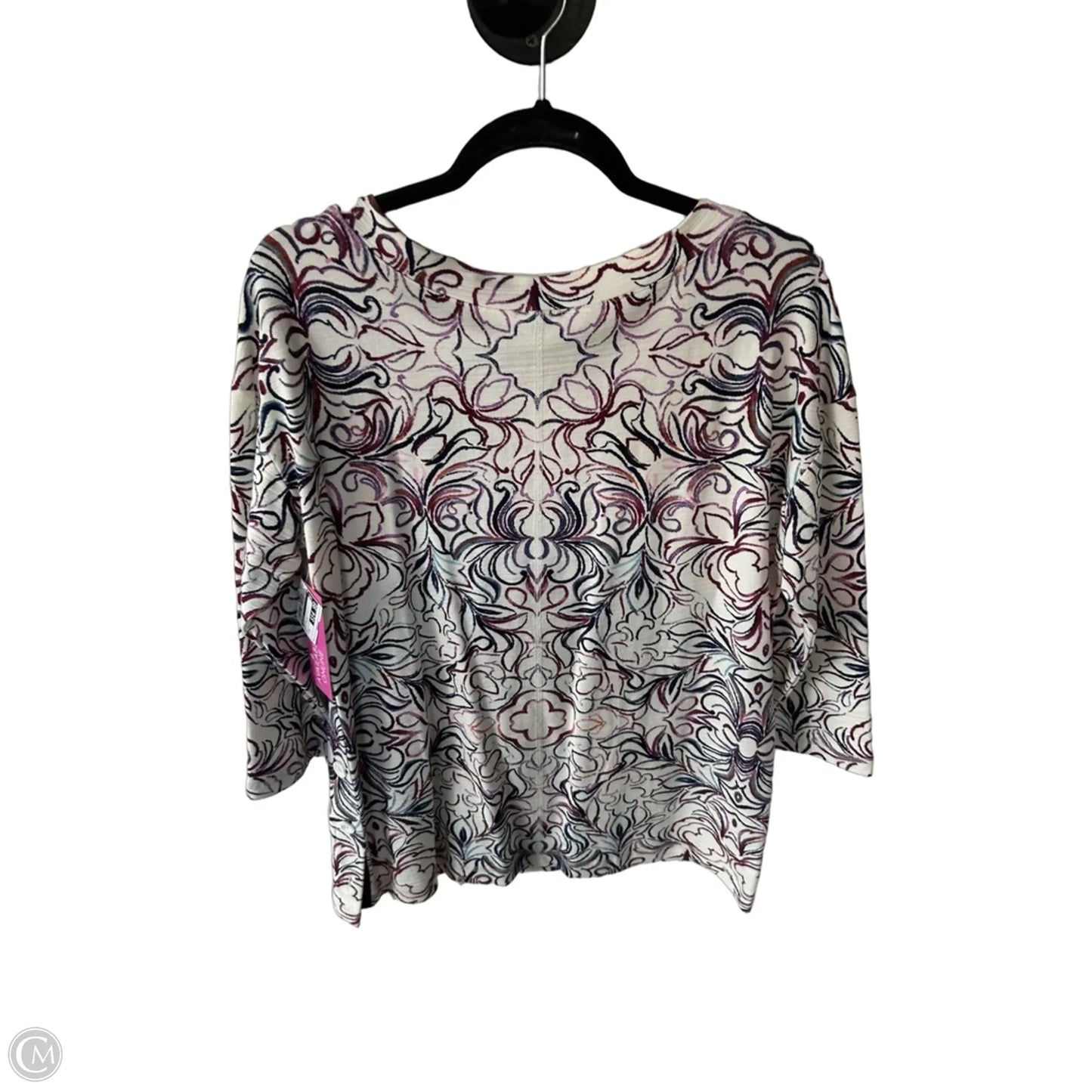 Top Long Sleeve By Talbots In Blue & White, Size: M