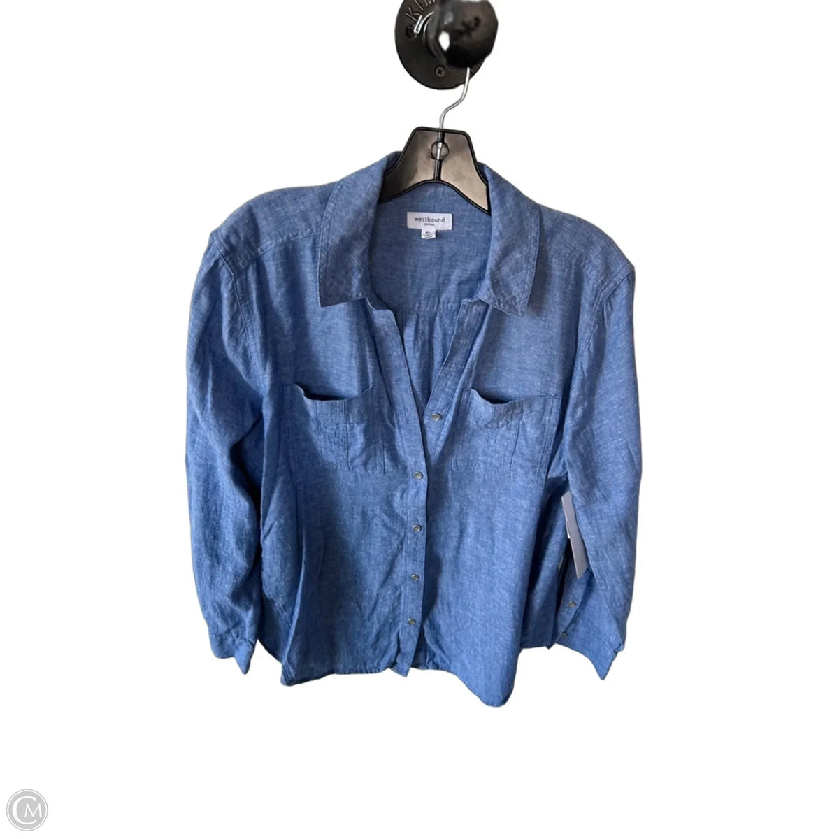 Top Long Sleeve By West Bound In Blue Denim, Size: Lp
