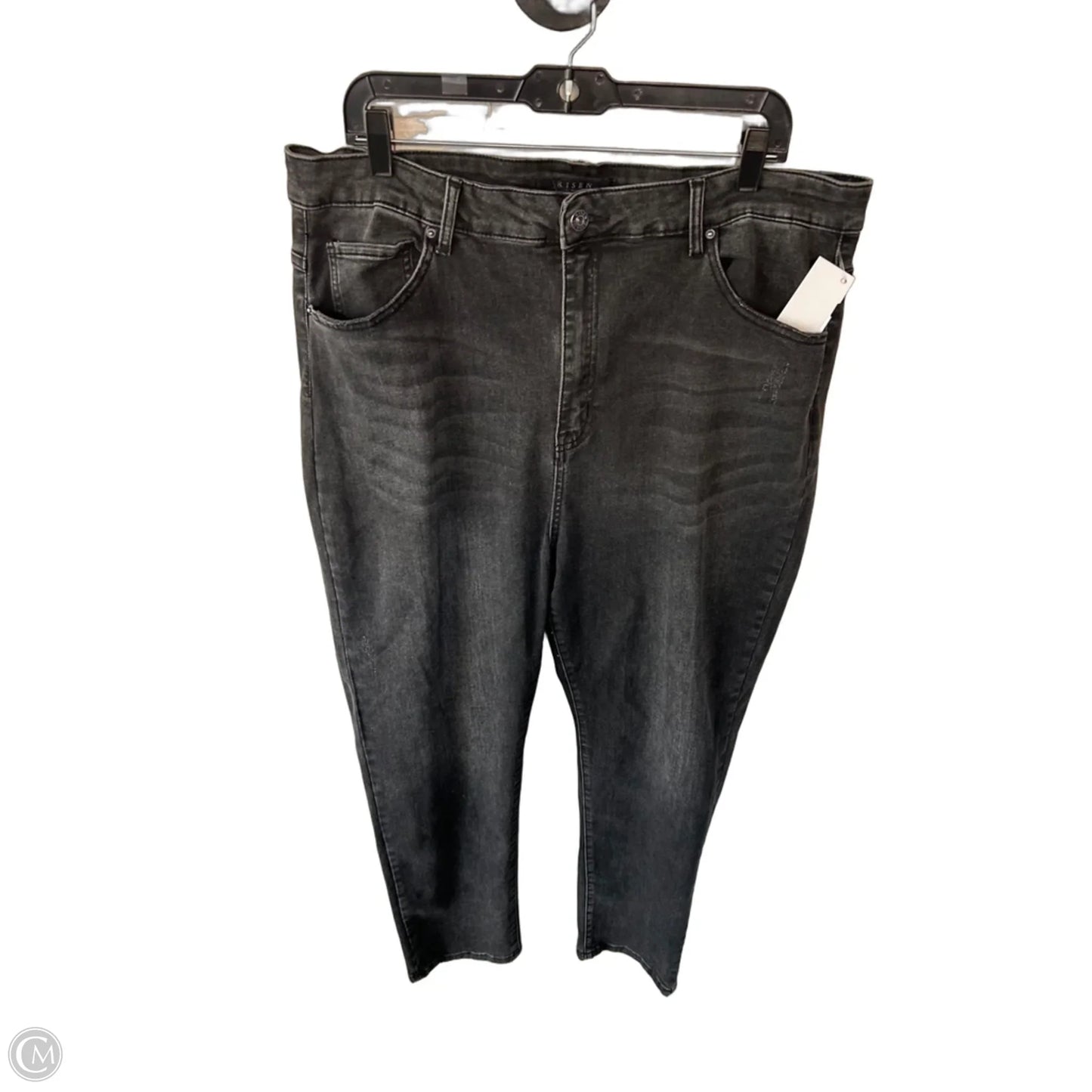 Jeans Straight By Risen In Black Denim, Size: 22