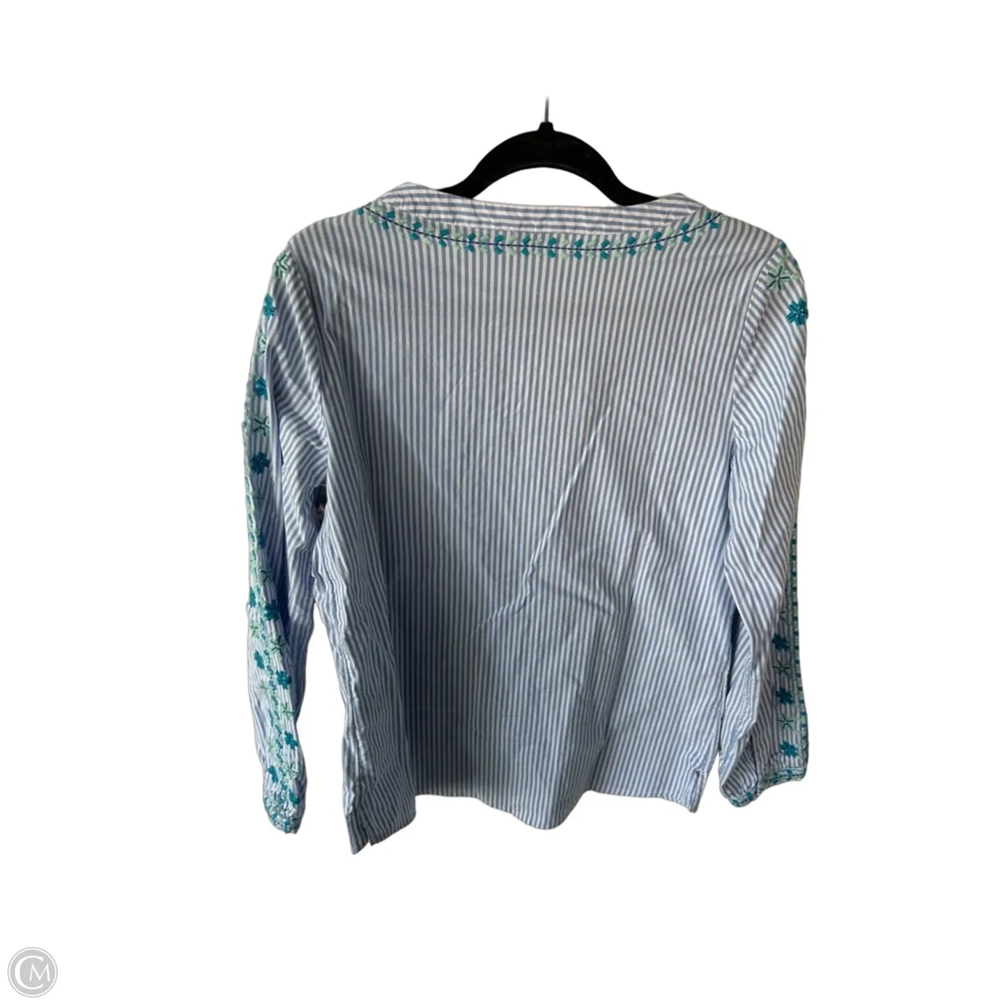 Top Long Sleeve By Vineyard Vines In Blue & White, Size: M