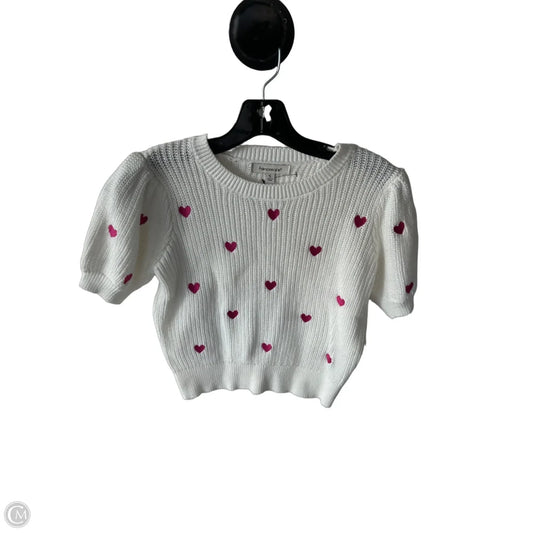 Sweater Short Sleeve By Francesca’s In Pink & White, Size: S