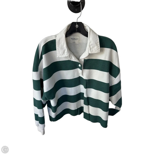 Sweatshirt Collar By Abercrombie And Fitch In Green & White, Size: M