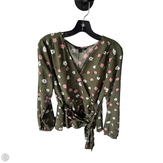 Top Long Sleeve By 41 Hawthorn In Green & Pink, Size: M