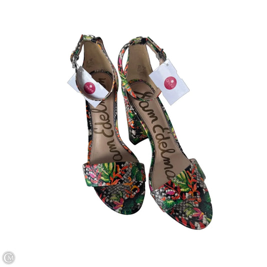 Sandals Heels Block By Sam Edelman In Black & Green, Size: 8