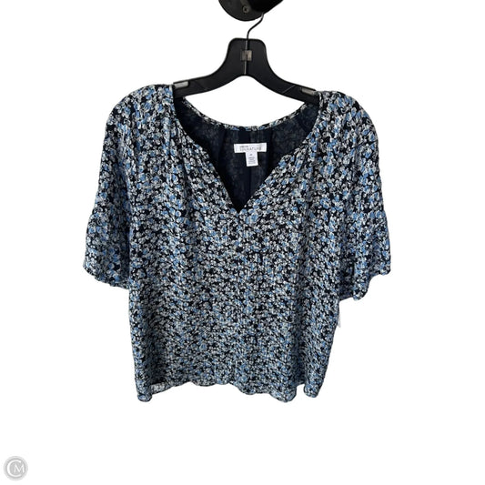 Top Short Sleeve By Nordstrom In Black & Blue, Size: M