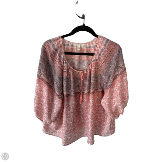 Top 3/4 Sleeve By Como Blu In Pink & Tan, Size: 3x
