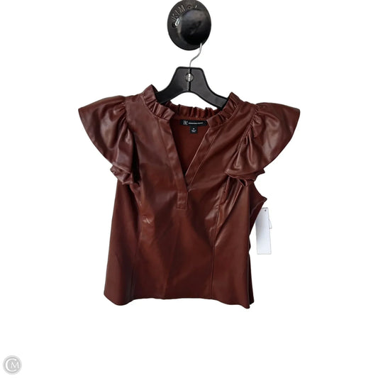 Top Short Sleeve By Inc In Brown, Size: M