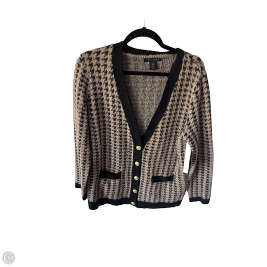 Sweater Cardigan By Tahari In Black & Tan, Size: M