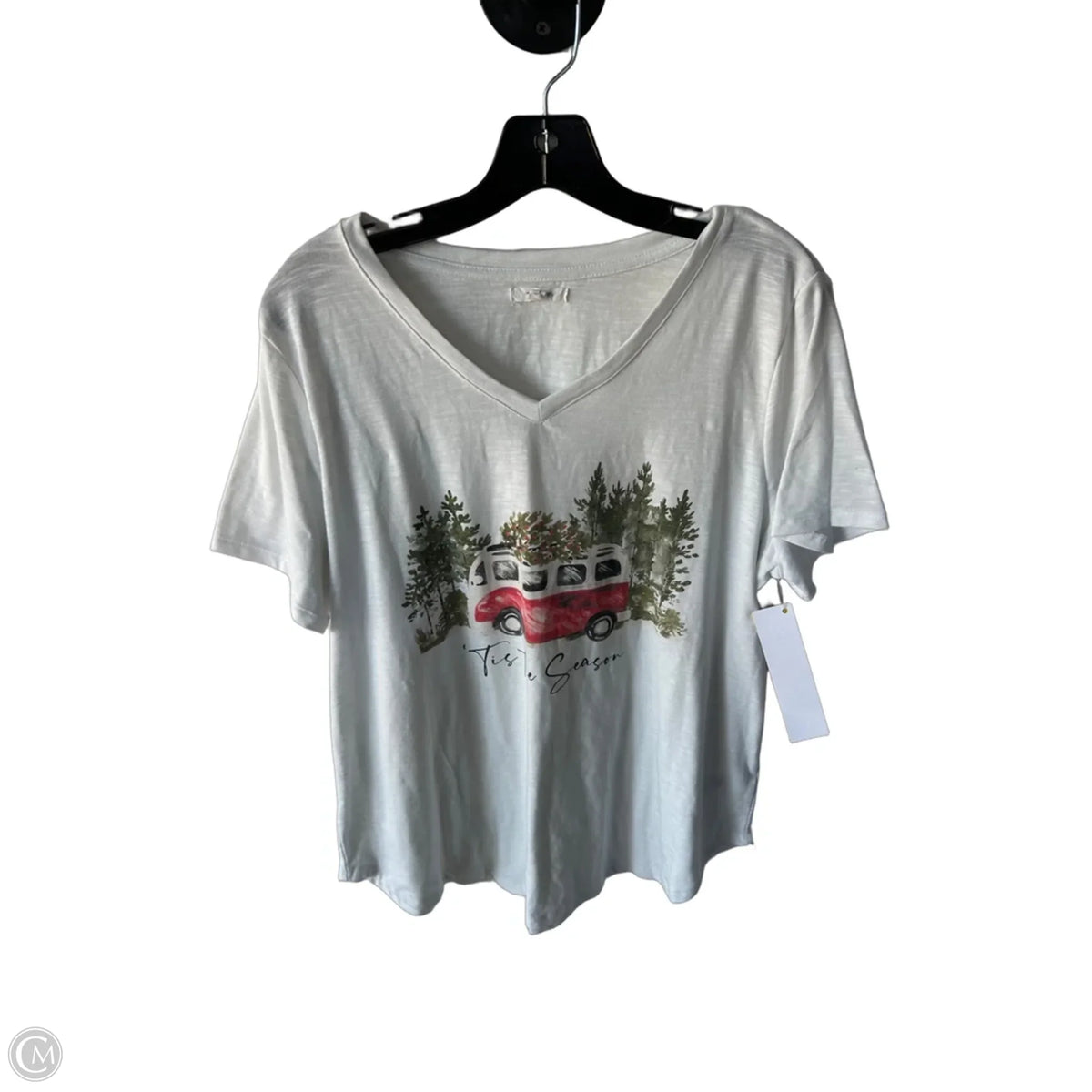 Top Short Sleeve Basic By Maurices In Green & White, Size: 0x